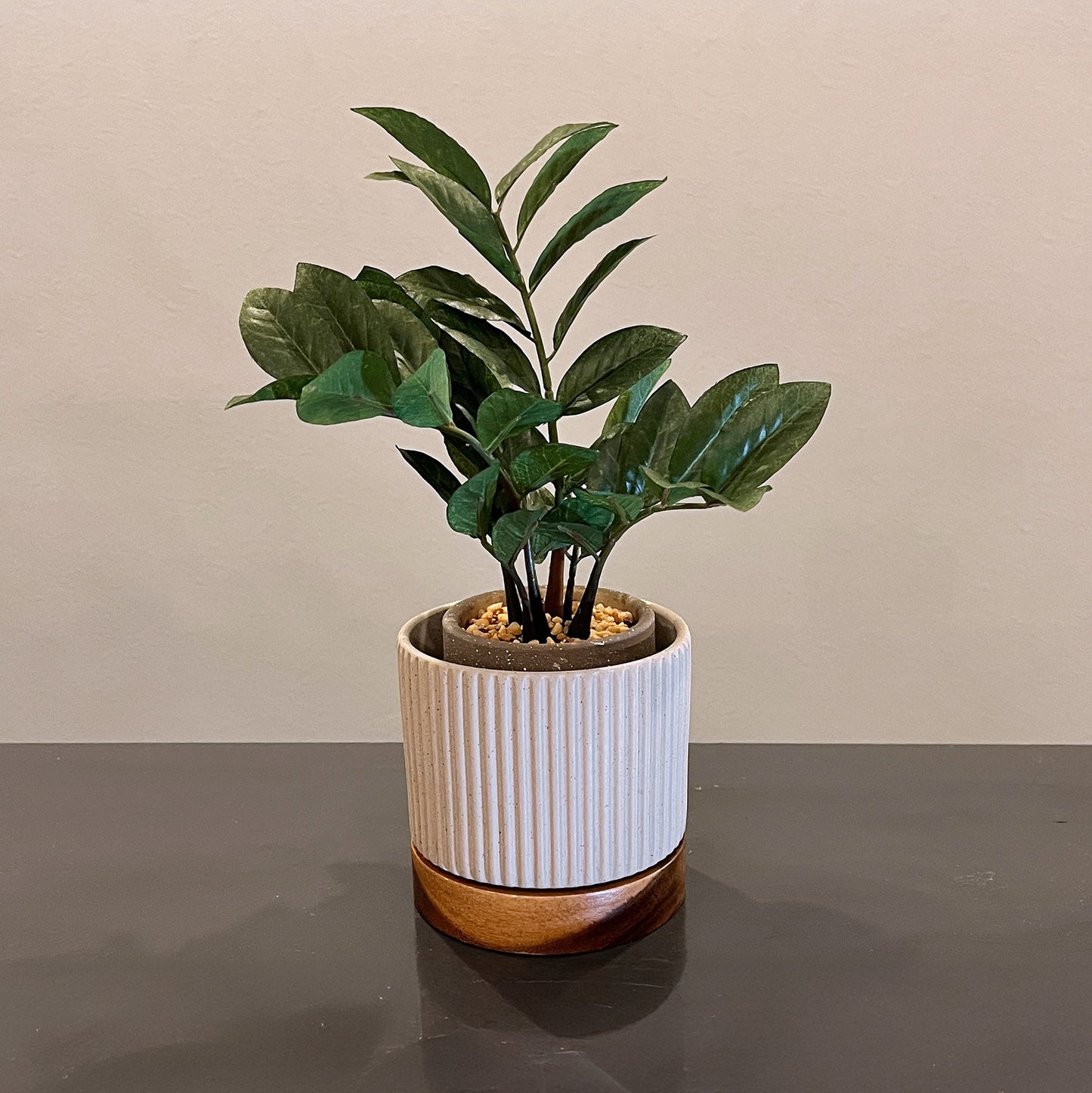 アーストーンポット グレー コーディネート例 植物
