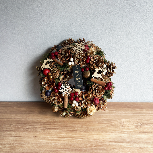 【フェイクグリーン】期間限定販売　クリスマス ナチュラルリースM - Christmas wreath
