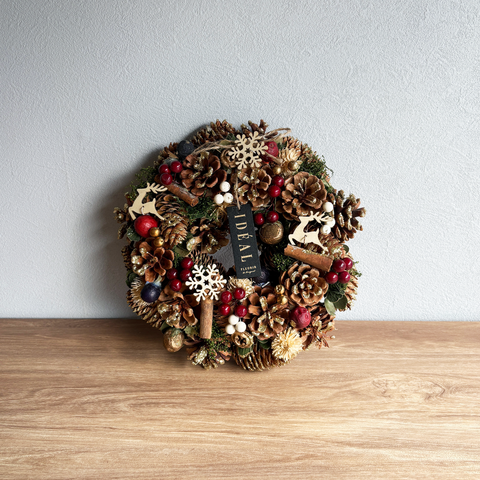 【フェイクグリーン】期間限定販売　クリスマス ナチュラルリースM - Christmas wreath