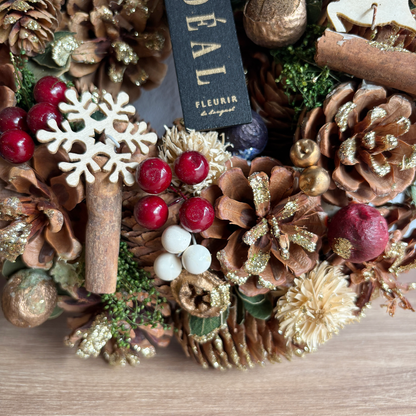 【フェイクグリーン】期間限定販売　クリスマス ナチュラルリースM - Christmas wreath