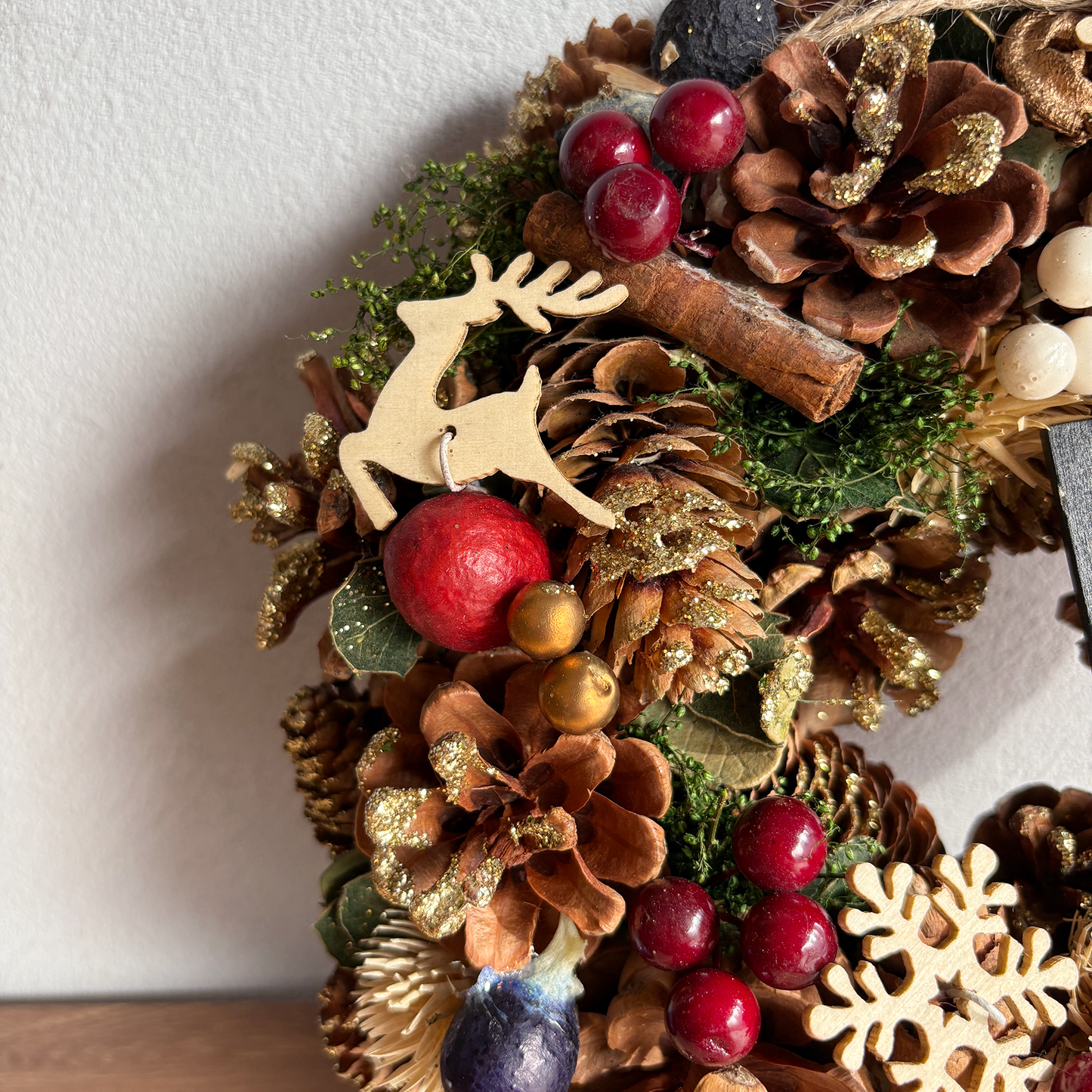 【フェイクグリーン】期間限定販売　クリスマス ナチュラルリースM - Christmas wreath