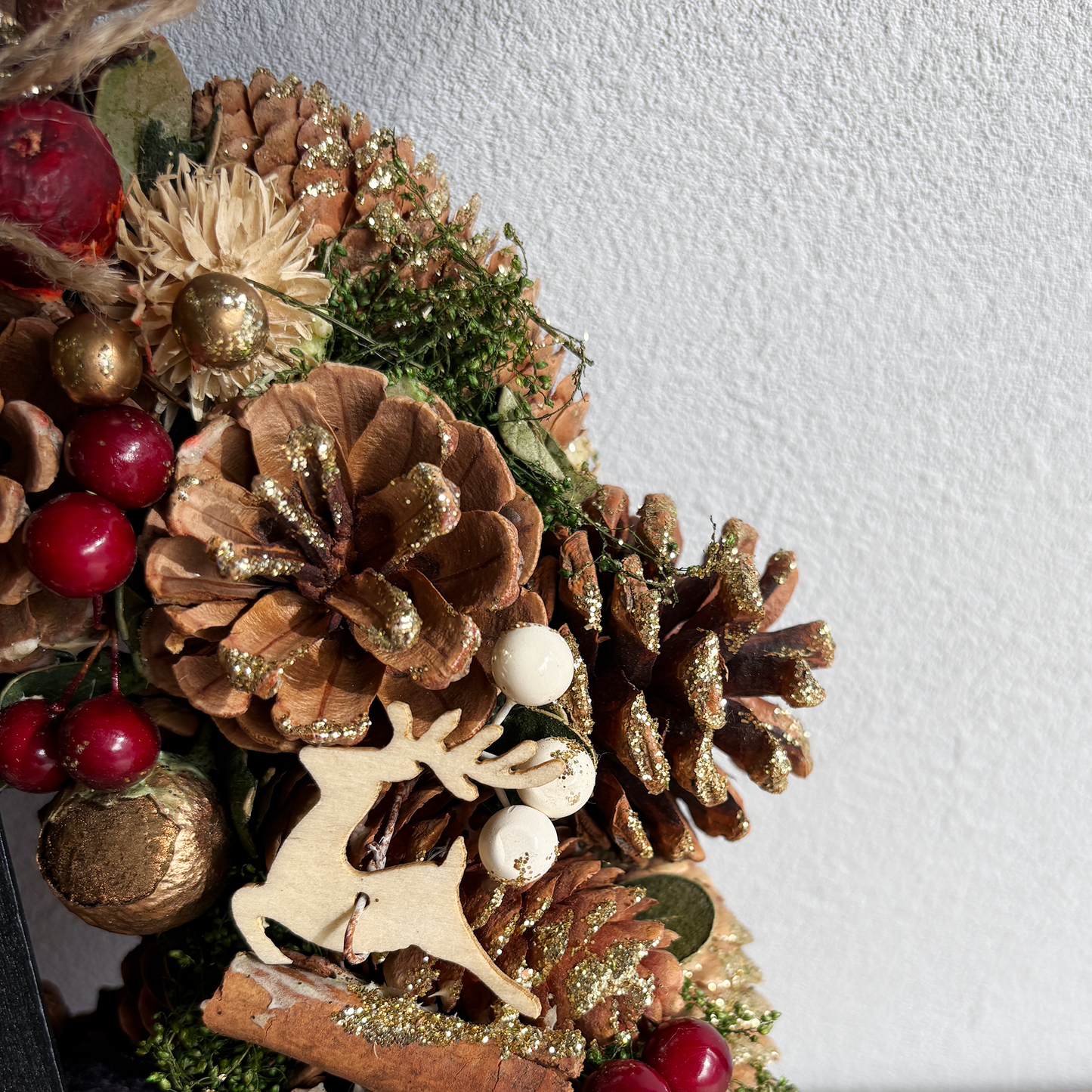 【フェイクグリーン】期間限定販売　クリスマス ナチュラルリースM - Christmas wreath