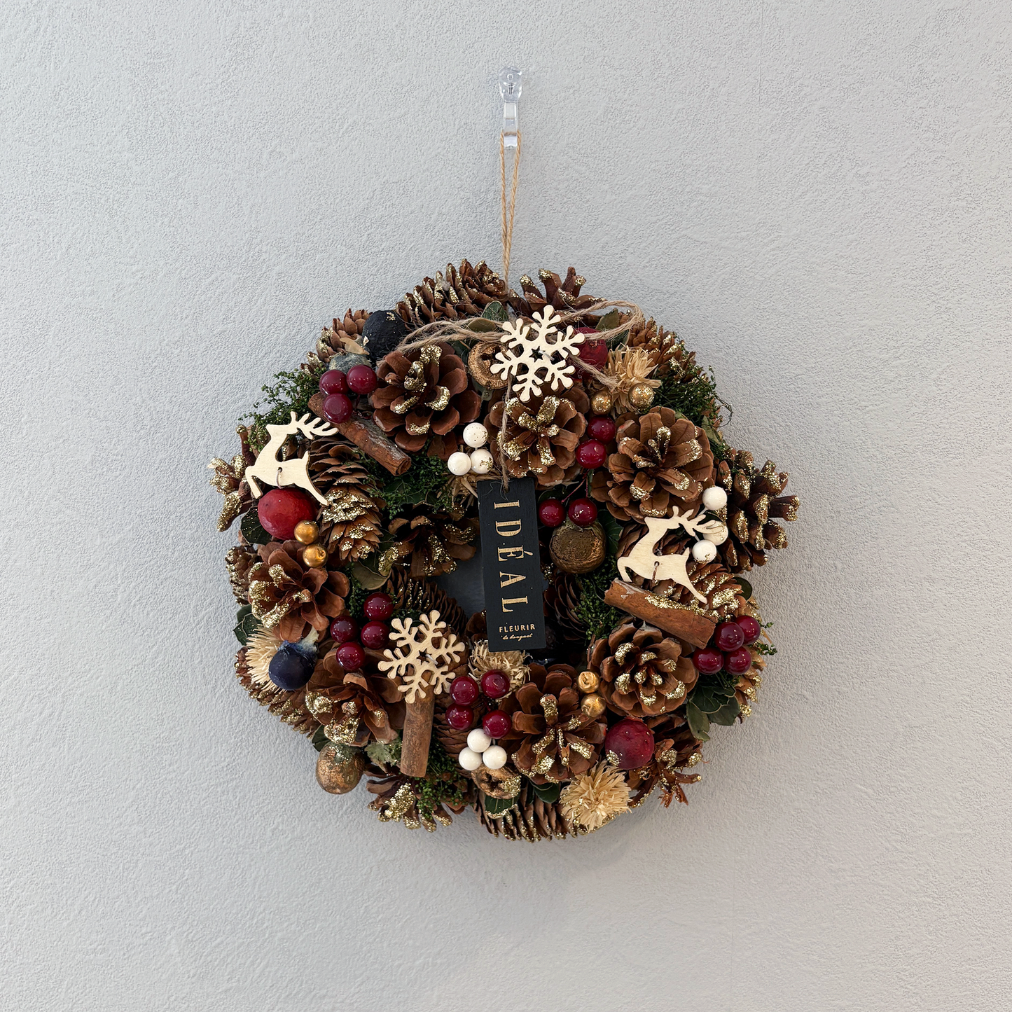 【フェイクグリーン】期間限定販売　クリスマス ナチュラルリースM - Christmas wreath