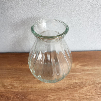【花瓶】クラシックリブ ガラスベース  高さ14.5cm
