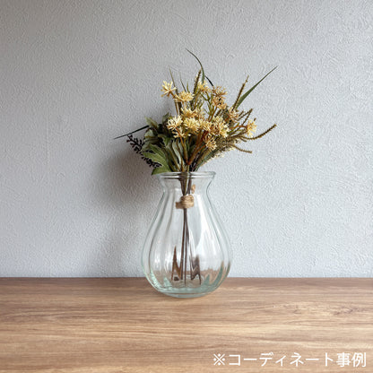 【花瓶】クラシックリブ ガラスベース  高さ14.5cm