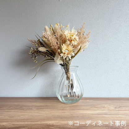 【花瓶】クラシックリブ ガラスベース  高さ14.5cm