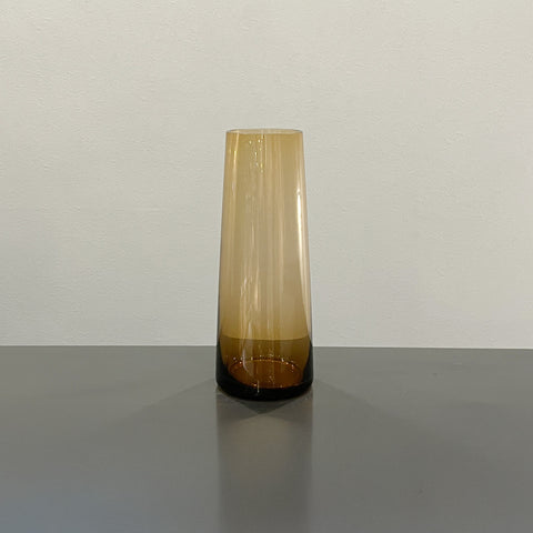 【花瓶】琥珀色ガラスベース　円すい型　高さ27cm