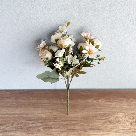 【造花】デイジー＆ローズクリームブッシュ