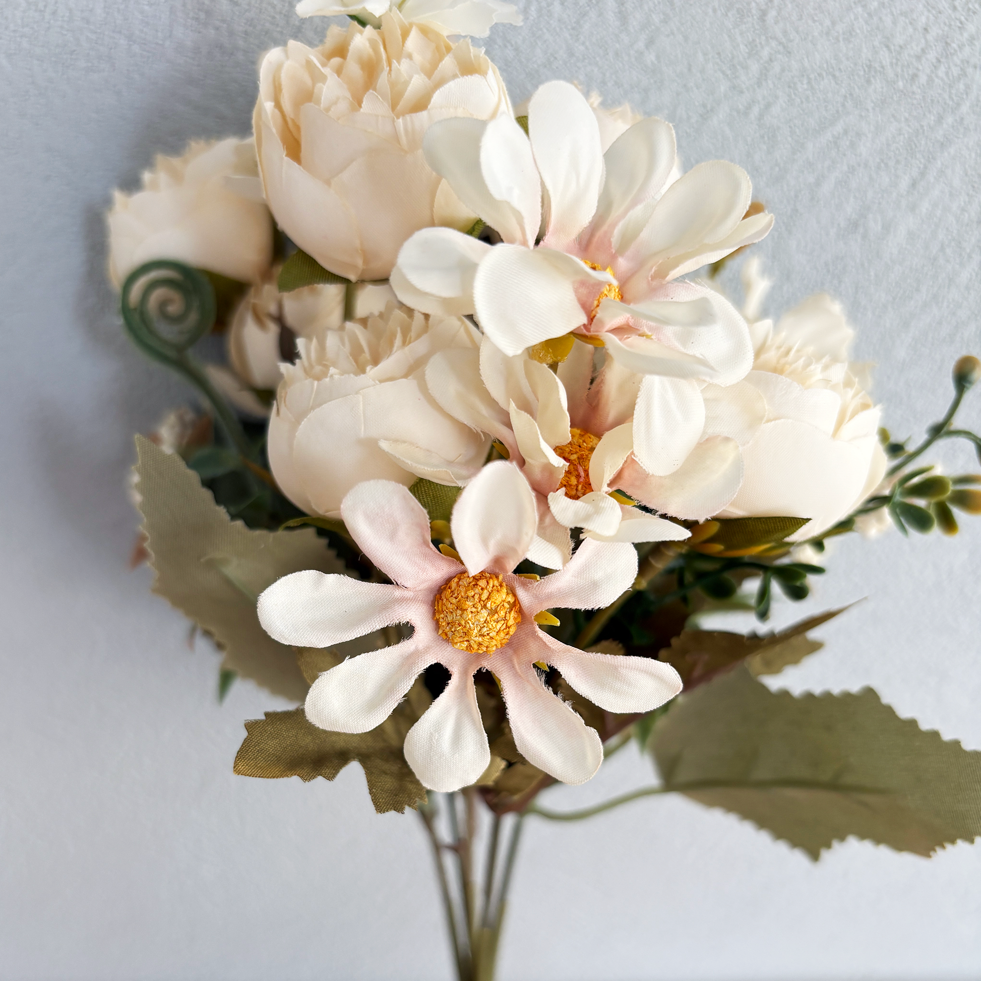 花ページ　　ナノクリーム２本 デイジー＆ローズクリームブッシュ- フェイクグリーン専用通販サイト